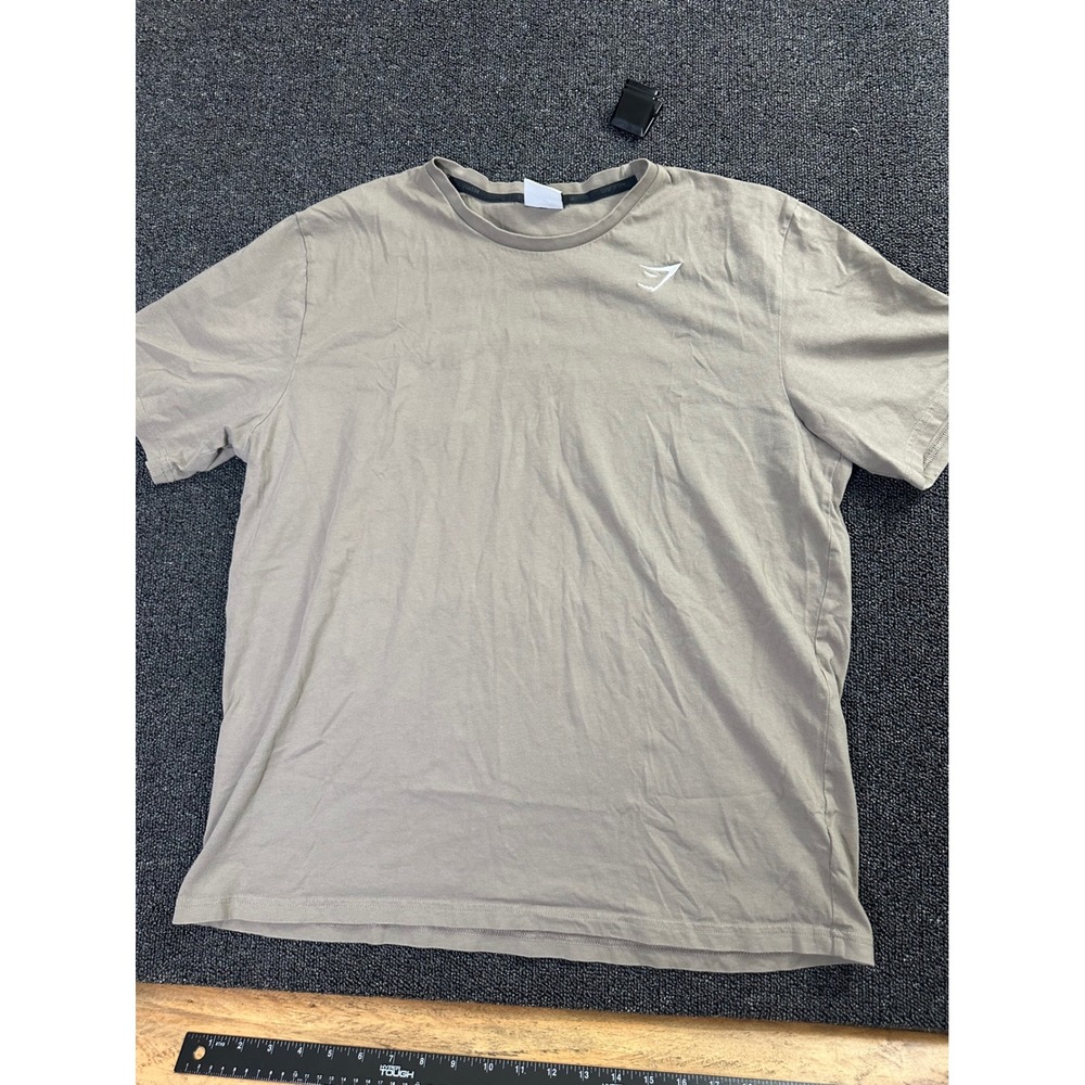 Gymshark Crest T-Shirt Mens XL Taupe Brown Short Sleeve Cotton Gym Tee A1A3J
